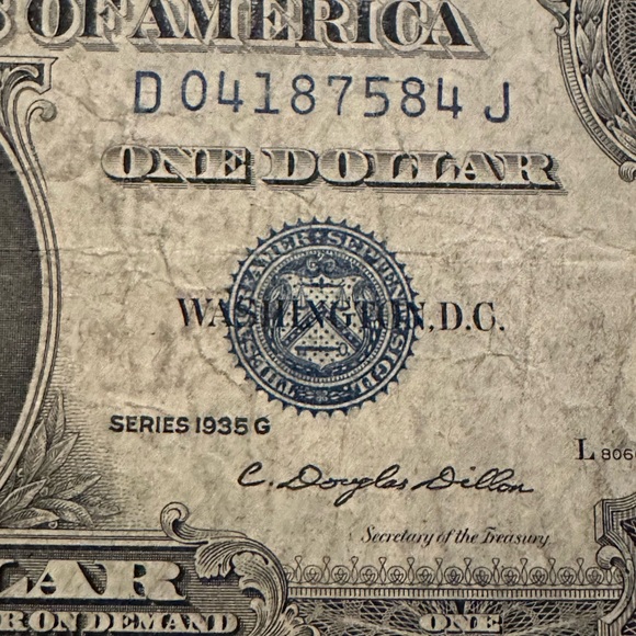 1935 Series G blue Silver Certificate $1 - Picture 2 of 8